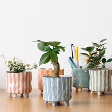 Load image into Gallery viewer, Handmade Footed Pot: Pink Stripes