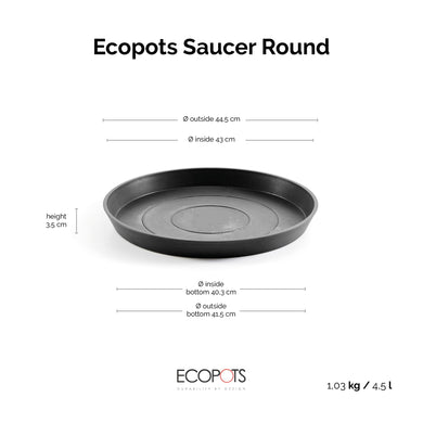 Ecopots Saucer Round 50 Dark Grey