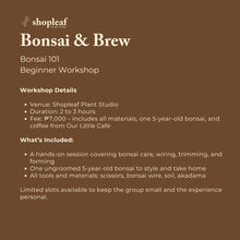 Load image into Gallery viewer, Bonsai &amp; Brew: Bonsai 101 Beginner Workshop